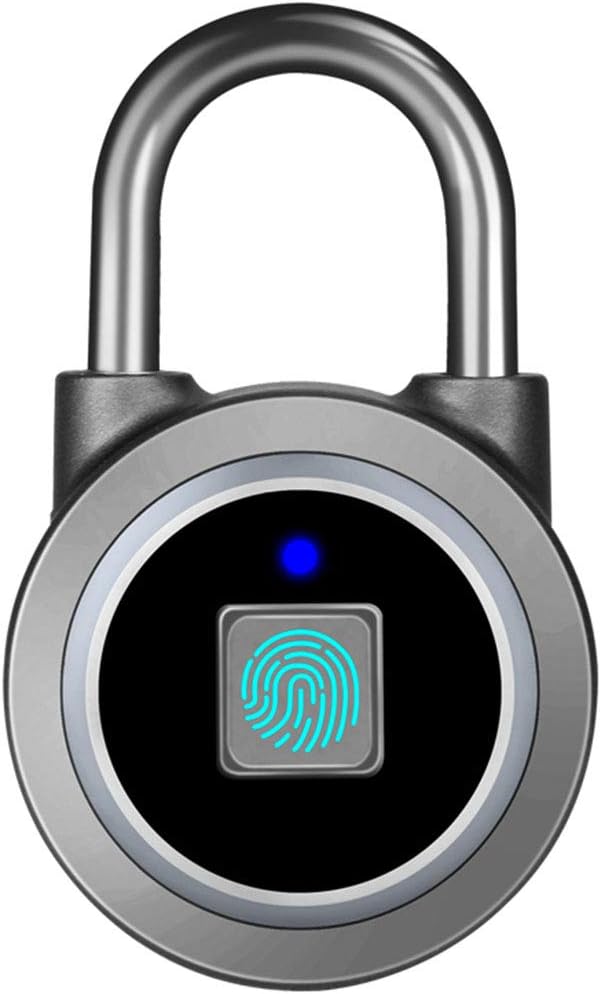 Fingerprint Padlock, Bluetooth Lock, Mobile APP, Smart Padlock with Keyless Biometric, Water Resistant, Suitable for Gym, Sports, Bike, School, Fence and Storage(Blue)