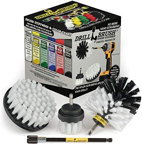 Outdoor - Cleaning Supplies - Drill Brush - Stiff Bristle Power Scrubber Kit with Extension for - Garden - Fire Pit - Patio - Deck - Floor Cleaner - Concrete - Stone - Brick - Spin Brush - Bird Bath
