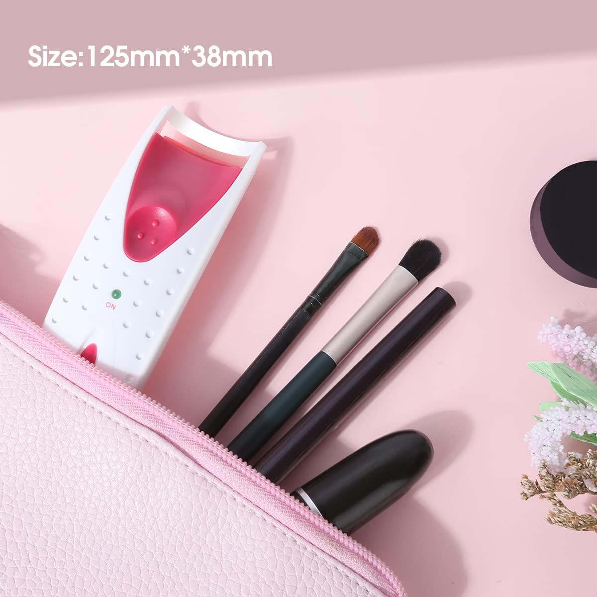 Heated Eyelash Curler with Heating Silicone Pad Lash Curling Tool for Women Red TB-2003A