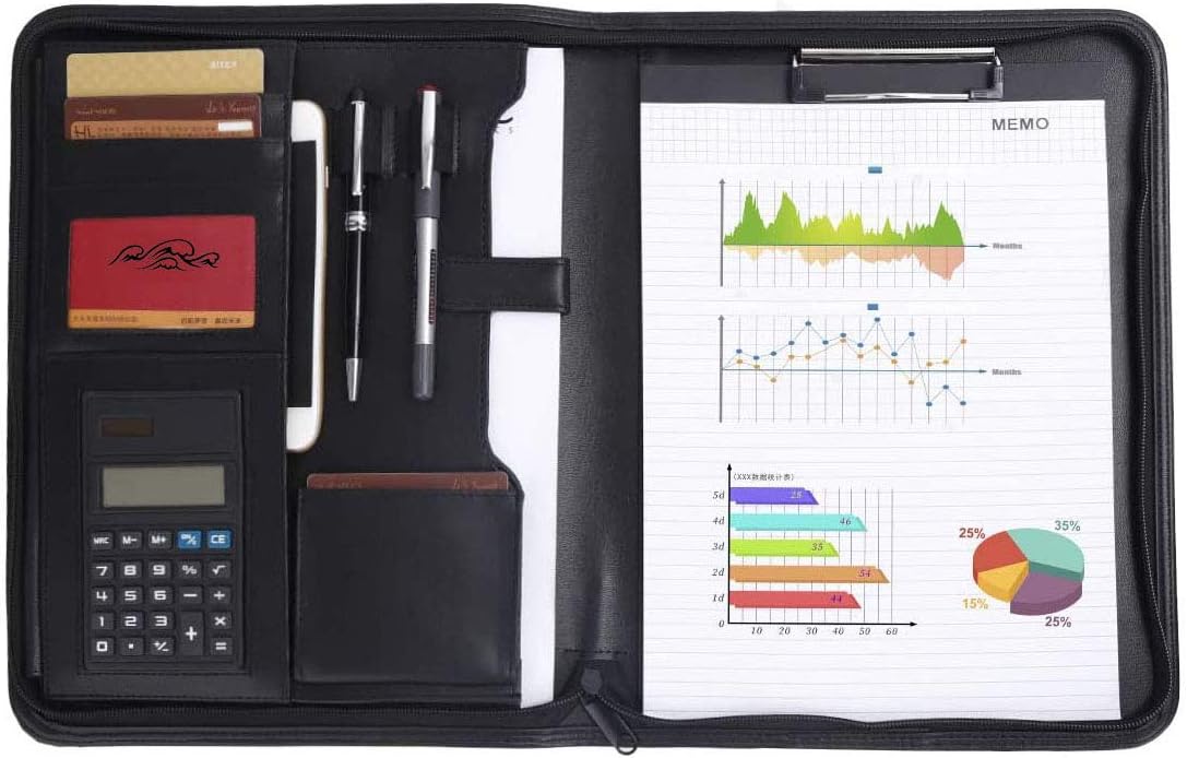 Portfolio A4 PU Leather Conference Folder Document Holder for Office Business Diary Leather Folder for Director