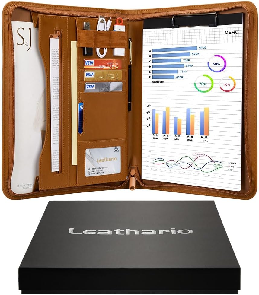 Portfolio A4 PU Leather Conference Folder Document Holder for Office Business Diary Leather Folder for Director