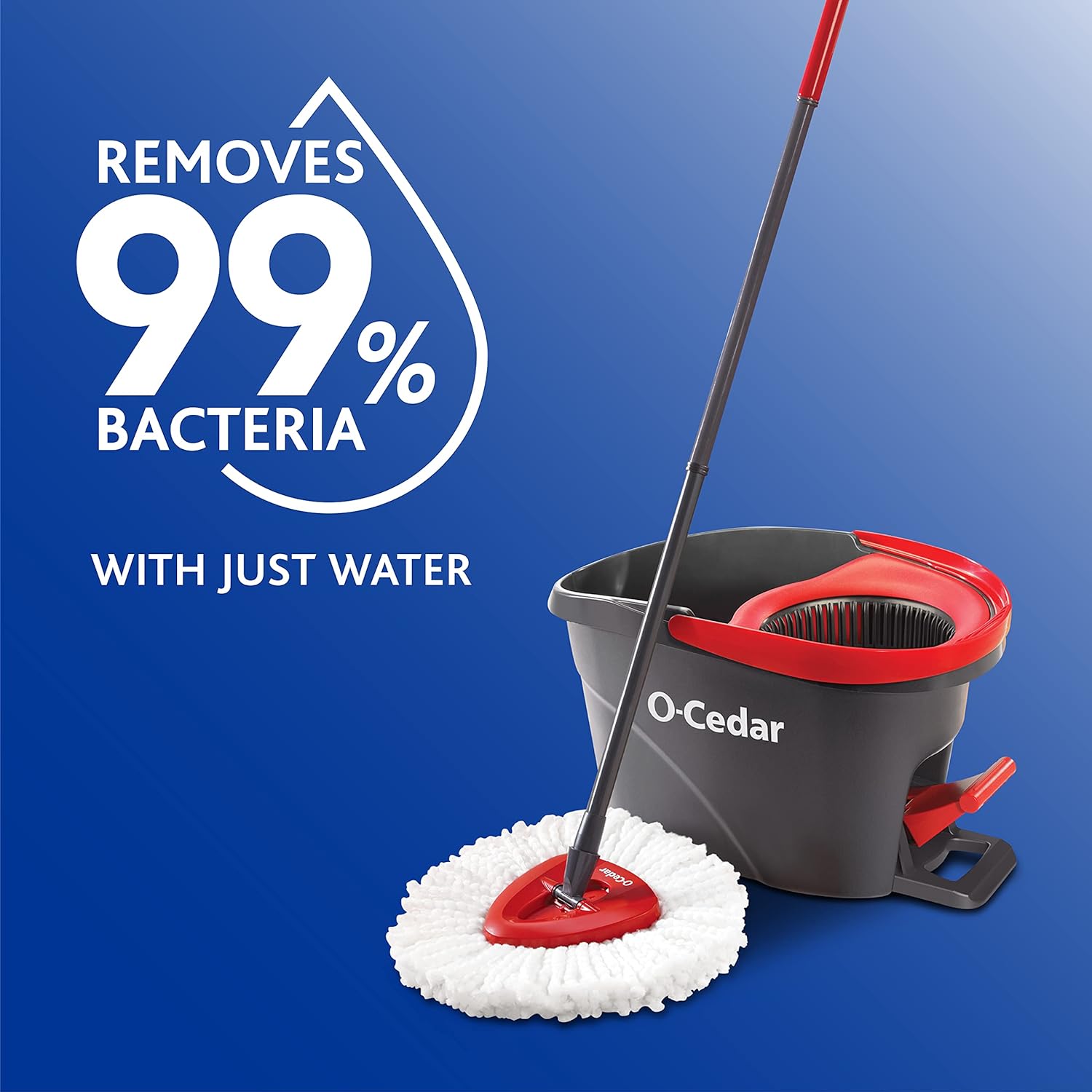 Easywring Microfiber Spin Mop, Bucket Floor Cleaning System, Red, Gray