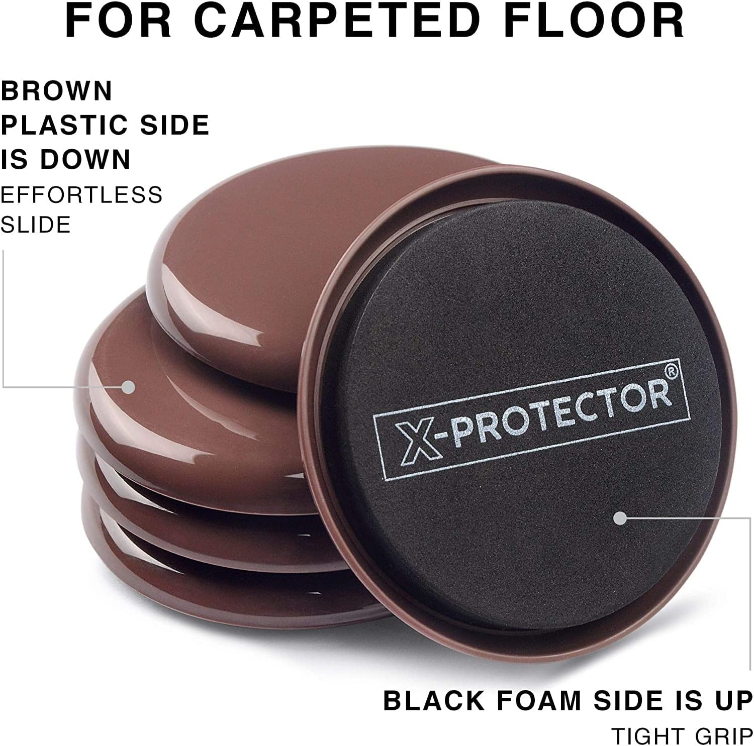 Furniture Sliders for Carpet - 16 PCS Best Heavy Moving Pads 3 1/2" - Sliders for Furniture. Move Your Furniture Easy with Reusable Furniture Movers Sliders for Carpets!