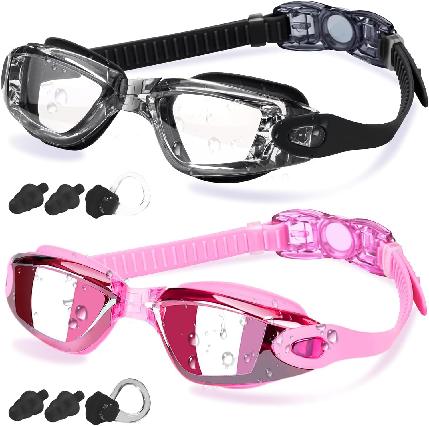 Swim Goggles, 2 Pack Swimming Goggles for Men Women, Goggles Swimming Adult Youth Teen Kids, anti Fog Pool Goggles