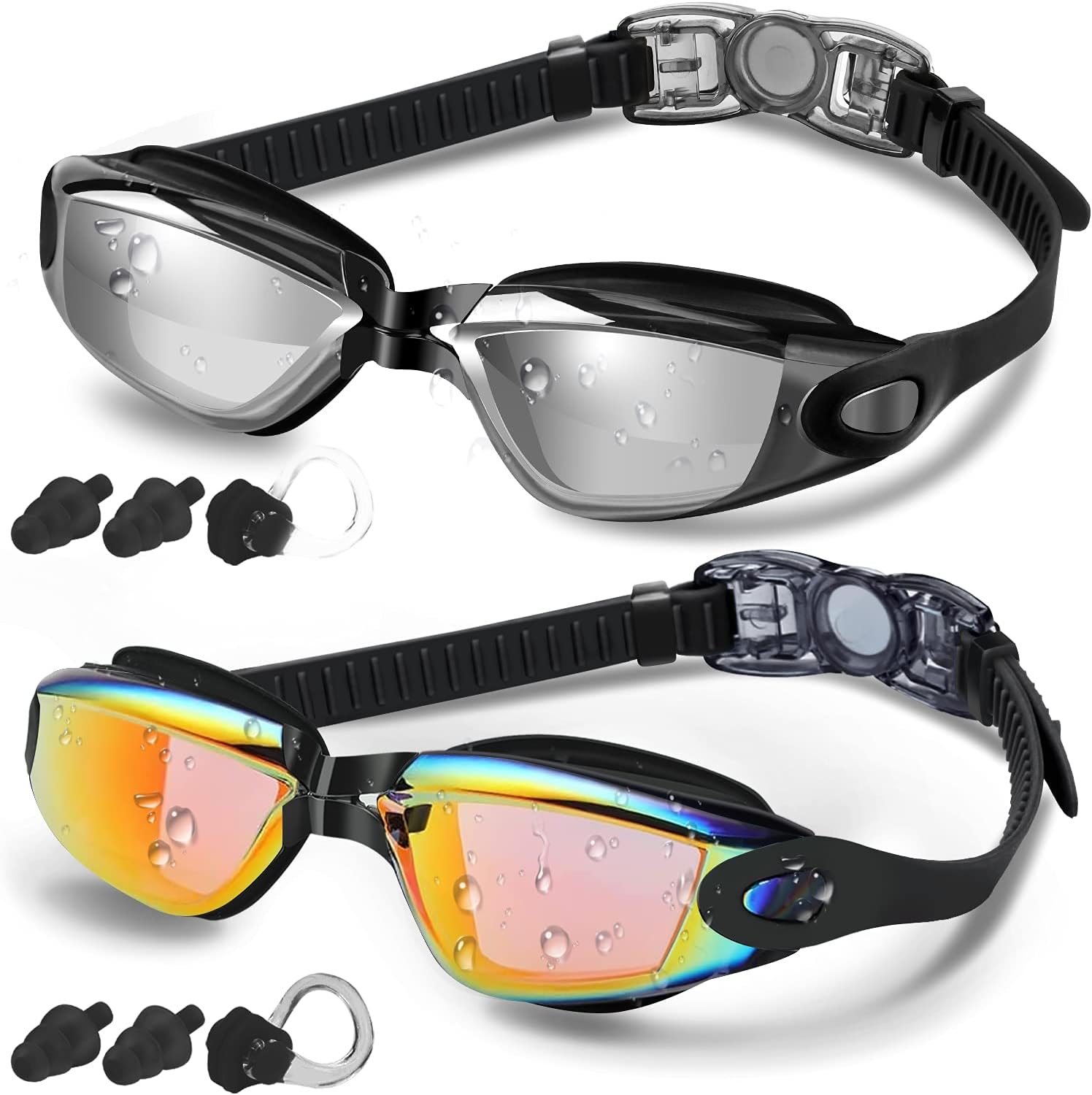 Swim Goggles, 2 Pack Swimming Goggles for Men Women, Goggles Swimming Adult Youth Teen Kids, anti Fog Pool Goggles