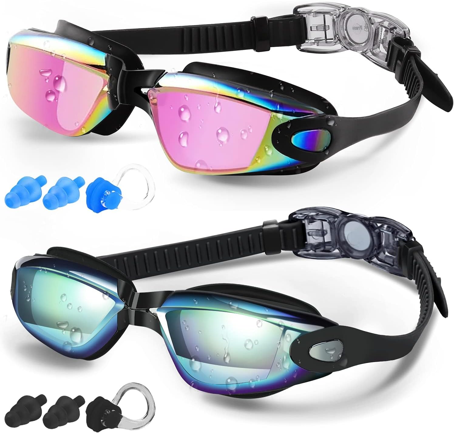 Swim Goggles, 2 Pack Swimming Goggles for Men Women, Goggles Swimming Adult Youth Teen Kids, anti Fog Pool Goggles