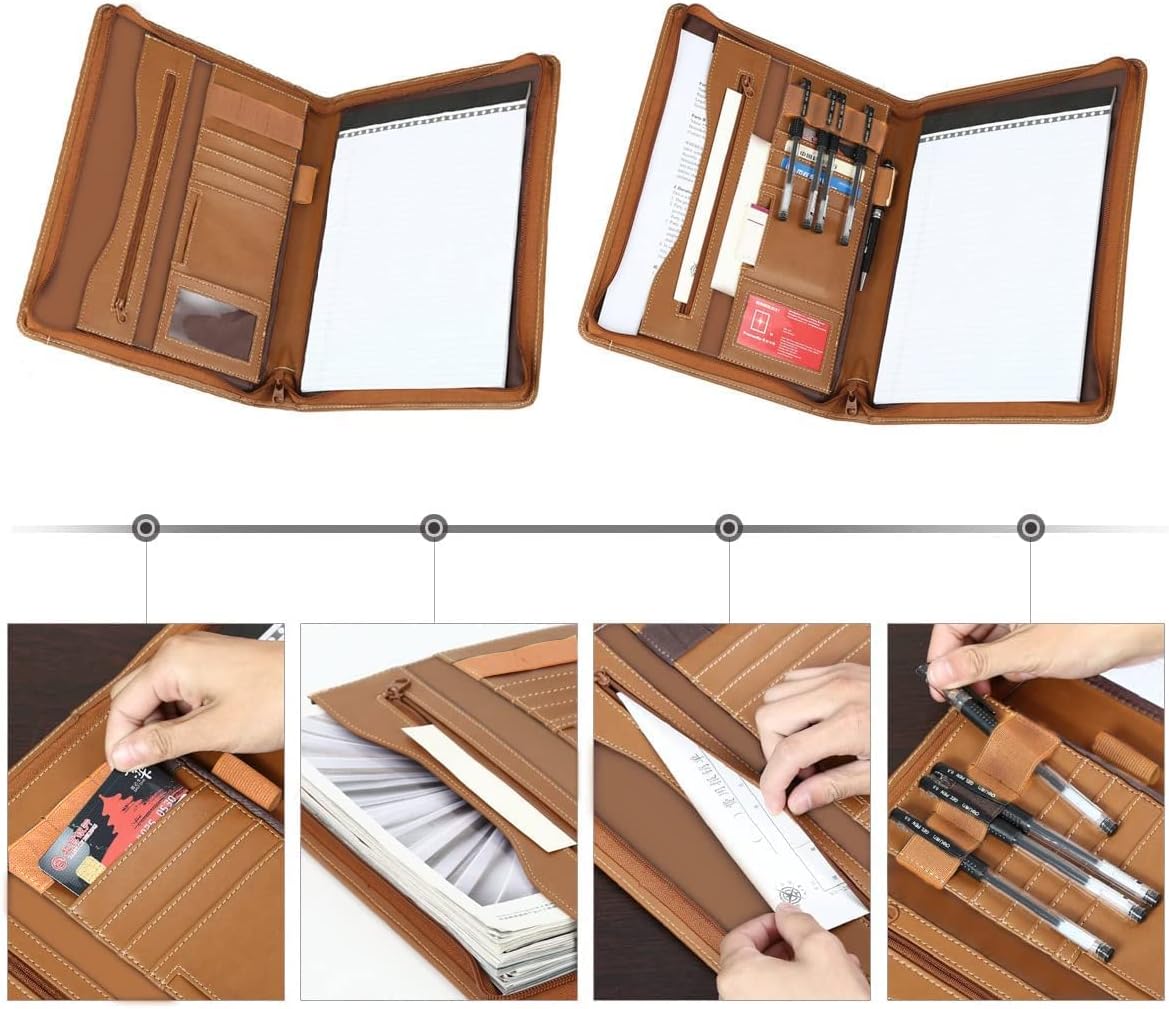 Portfolio A4 PU Leather Conference Folder Document Holder for Office Business Diary Leather Folder for Director