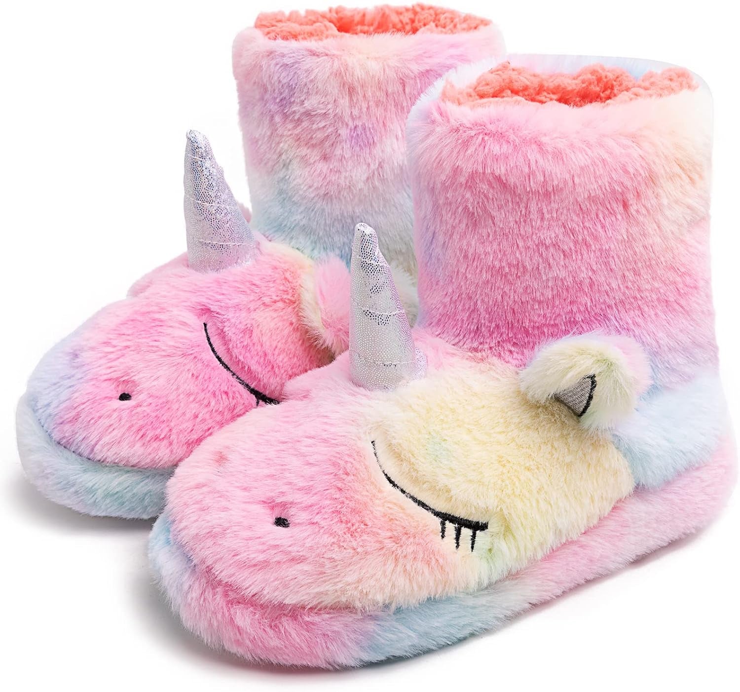 Rainbow Unicorn Slippers/Cute Fluffy Girls Slippers/Cozy Plush Indoor Outdoor Kids Slippers/Best Unicorn Gifts