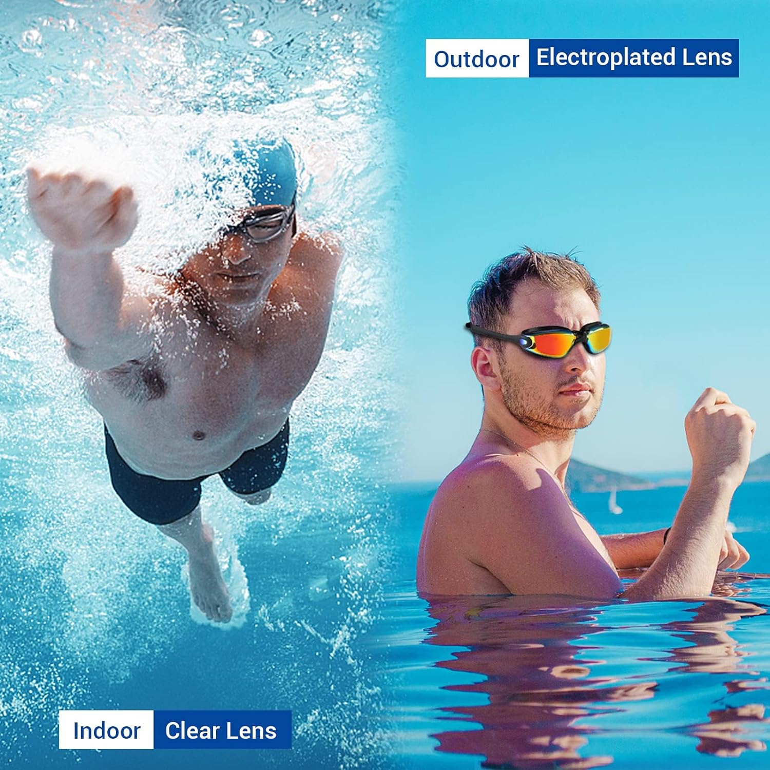 Swim Goggles, 2 Pack Swimming Goggles for Men Women, Goggles Swimming Adult Youth Teen Kids, anti Fog Pool Goggles
