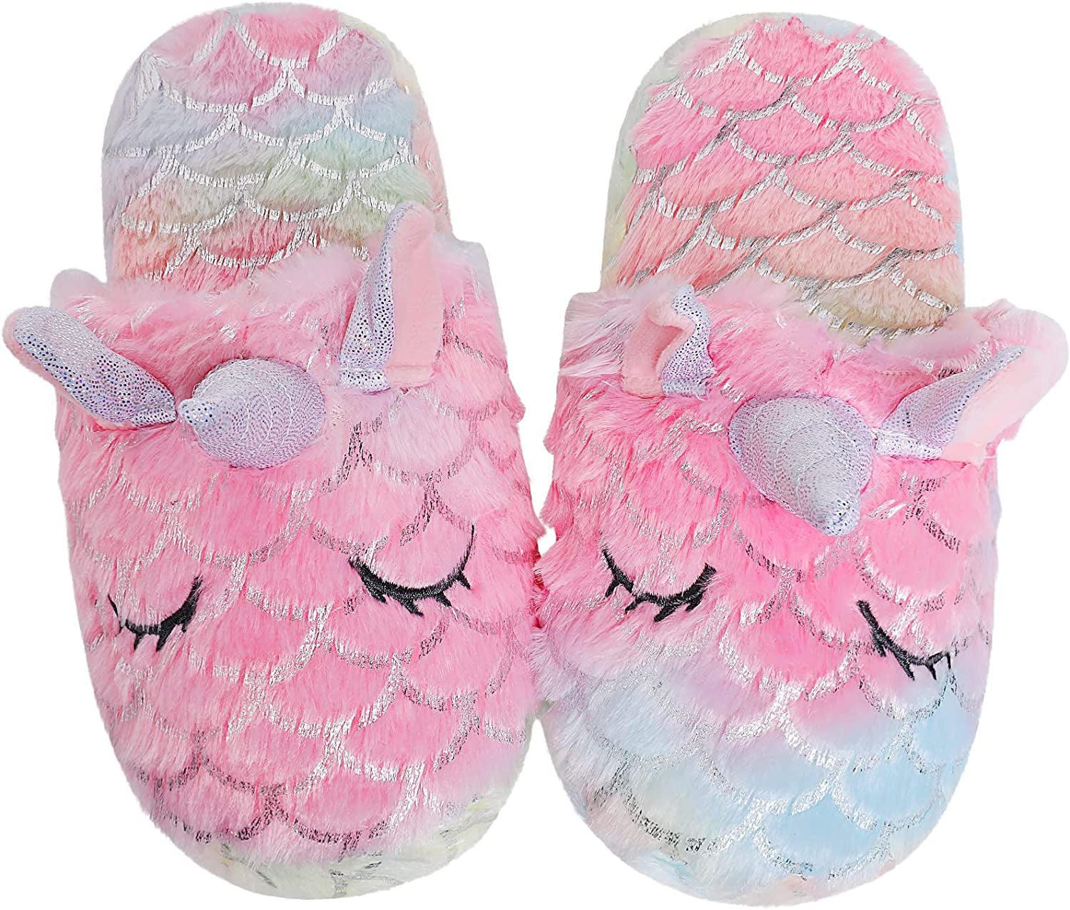 Rainbow Unicorn Slippers/Cute Fluffy Girls Slippers/Cozy Plush Indoor Outdoor Kids Slippers/Best Unicorn Gifts