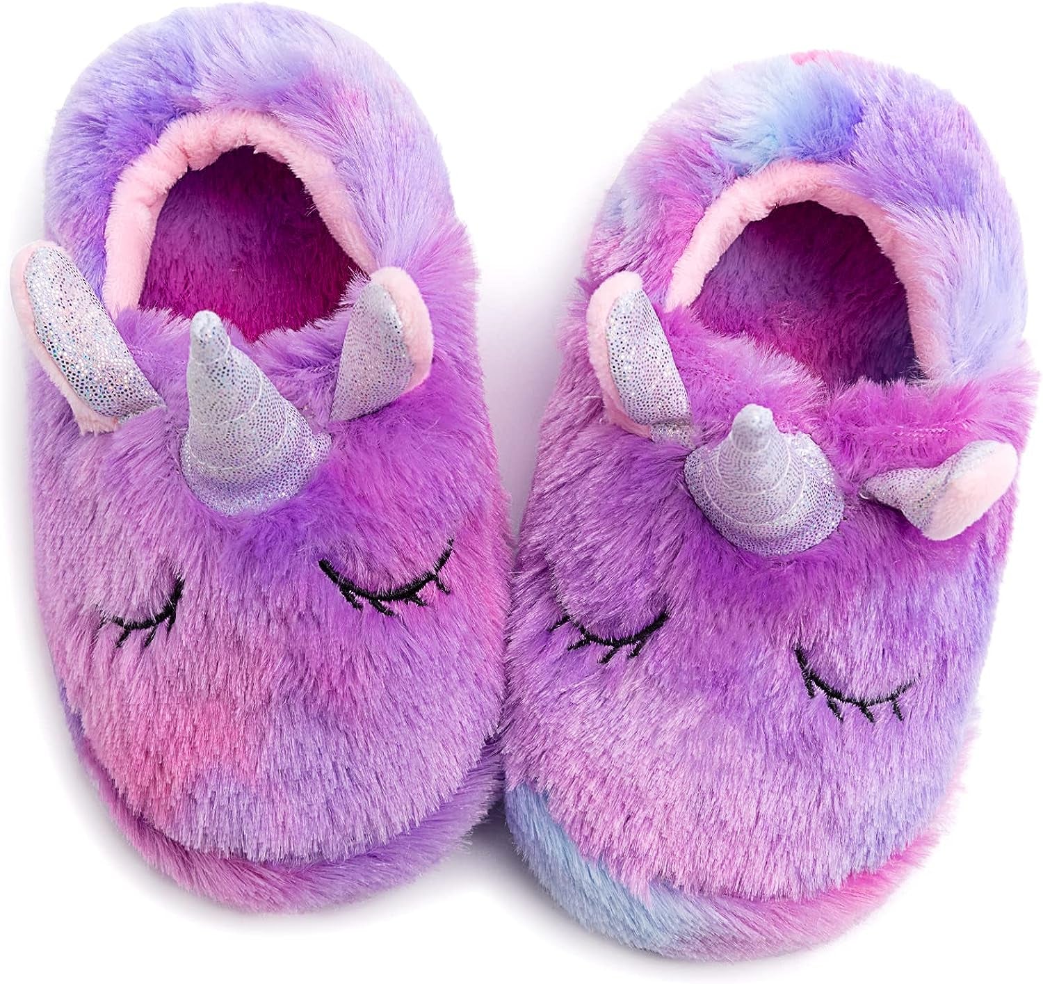 Rainbow Unicorn Slippers/Cute Fluffy Girls Slippers/Cozy Plush Indoor Outdoor Kids Slippers/Best Unicorn Gifts