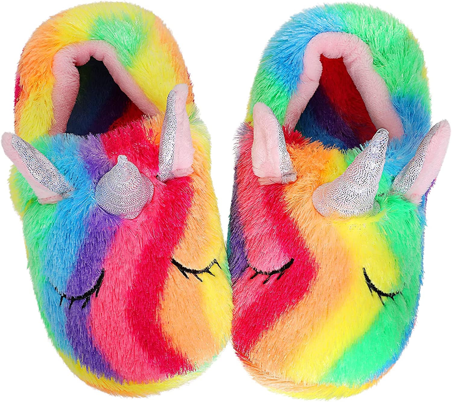 Rainbow Unicorn Slippers/Cute Fluffy Girls Slippers/Cozy Plush Indoor Outdoor Kids Slippers/Best Unicorn Gifts