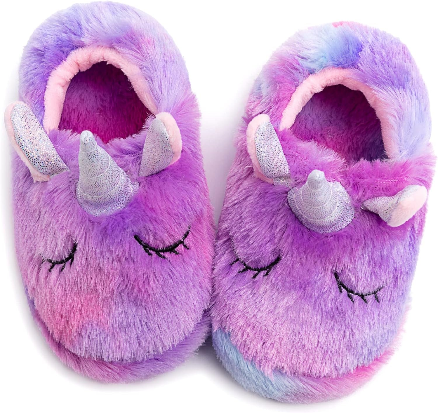 Rainbow Unicorn Slippers/Cute Fluffy Girls Slippers/Cozy Plush Indoor Outdoor Kids Slippers/Best Unicorn Gifts
