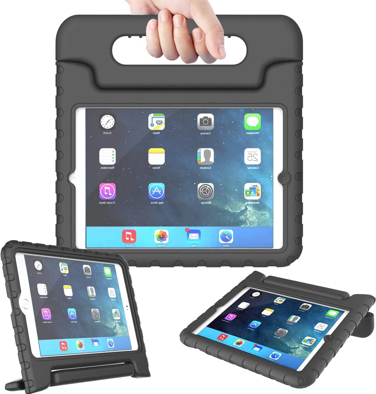 Kids Case Compatible for Ipad Mini 1 2 3 - Light Weight Shock Proof Handle Stand Kids Compatible for Ipad Mini, Ipad Mini 3Rd Generation, Ipad Mini 2 with Retina Display - Black