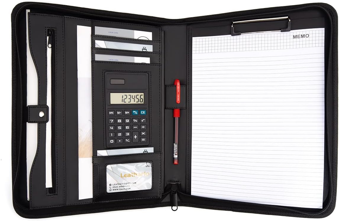 Portfolio A4 PU Leather Conference Folder Document Holder for Office Business Diary Leather Folder for Director