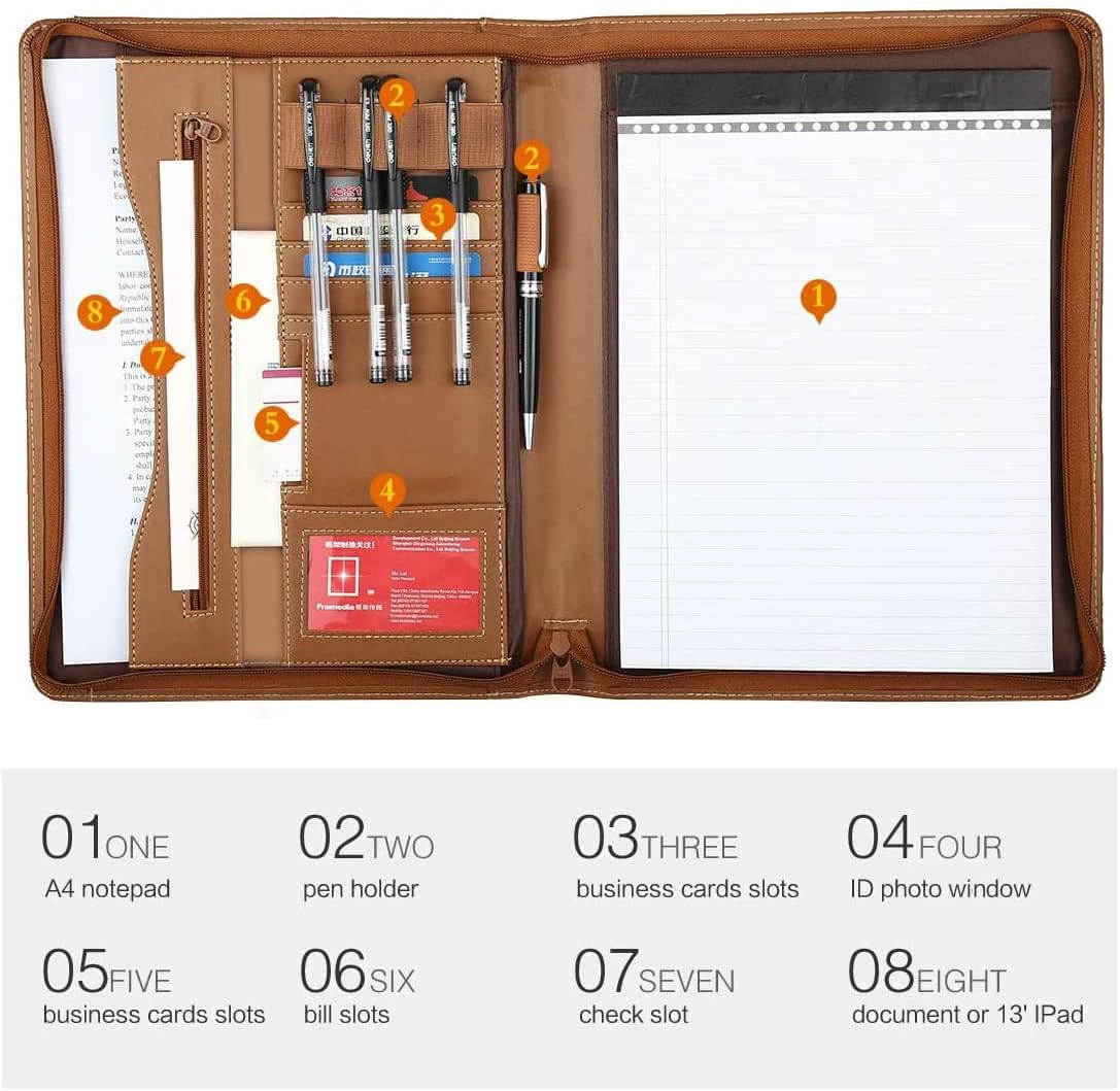 Portfolio A4 PU Leather Conference Folder Document Holder for Office Business Diary Leather Folder for Director