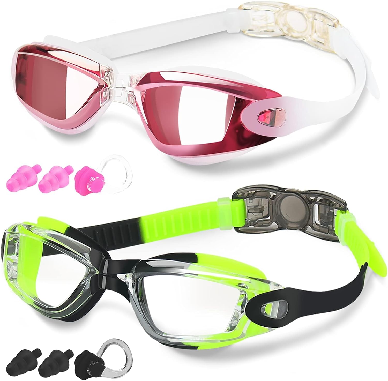 Swim Goggles, 2 Pack Swimming Goggles for Men Women, Goggles Swimming Adult Youth Teen Kids, anti Fog Pool Goggles