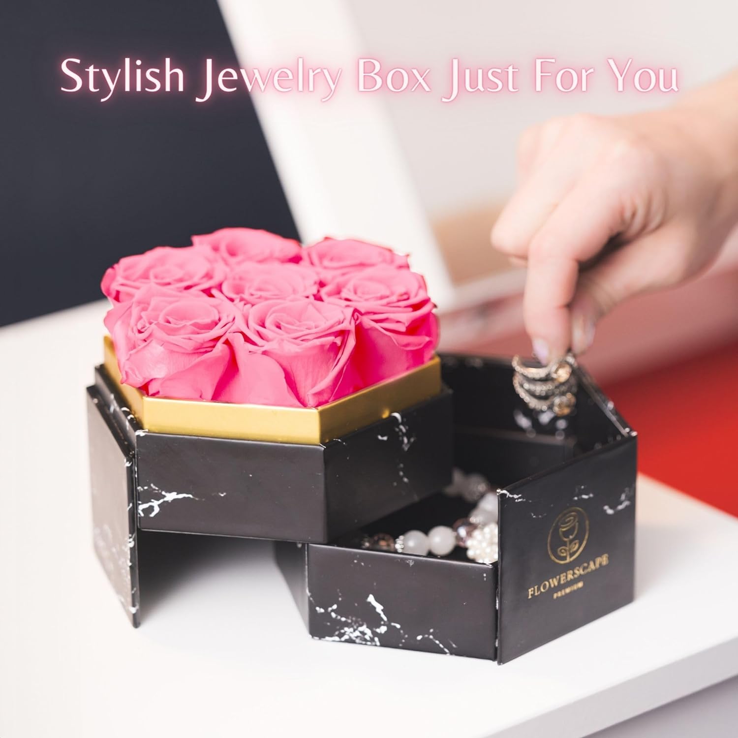 7 Forever Rose Valentines Day - Birthday Gifts for Mom and for Her Anniversary - Eternal Rose Box - Real Preserved Roses Fresh Flowers Bouquet -Forever Flowers for Delivery Prime