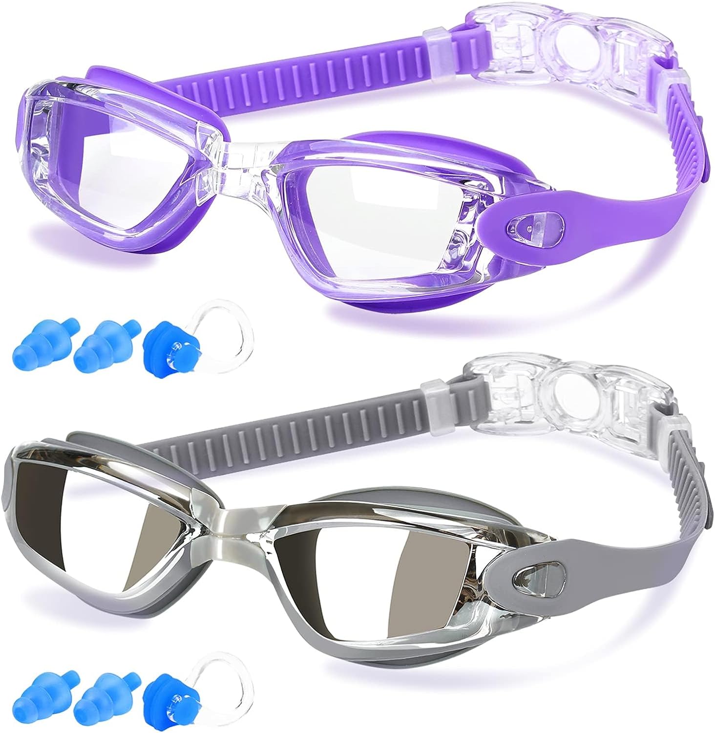 Swim Goggles, 2 Pack Swimming Goggles for Men Women, Goggles Swimming Adult Youth Teen Kids, anti Fog Pool Goggles