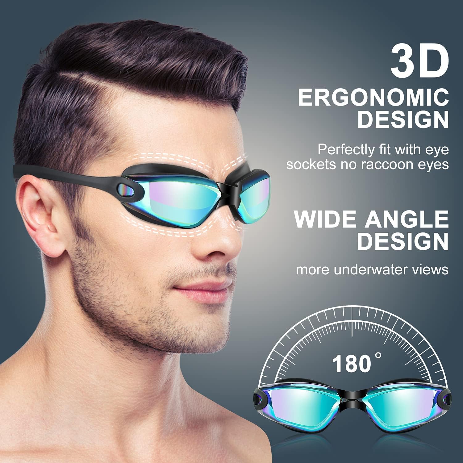 Swim Goggles, 2 Pack Swimming Goggles for Men Women, Goggles Swimming Adult Youth Teen Kids, anti Fog Pool Goggles