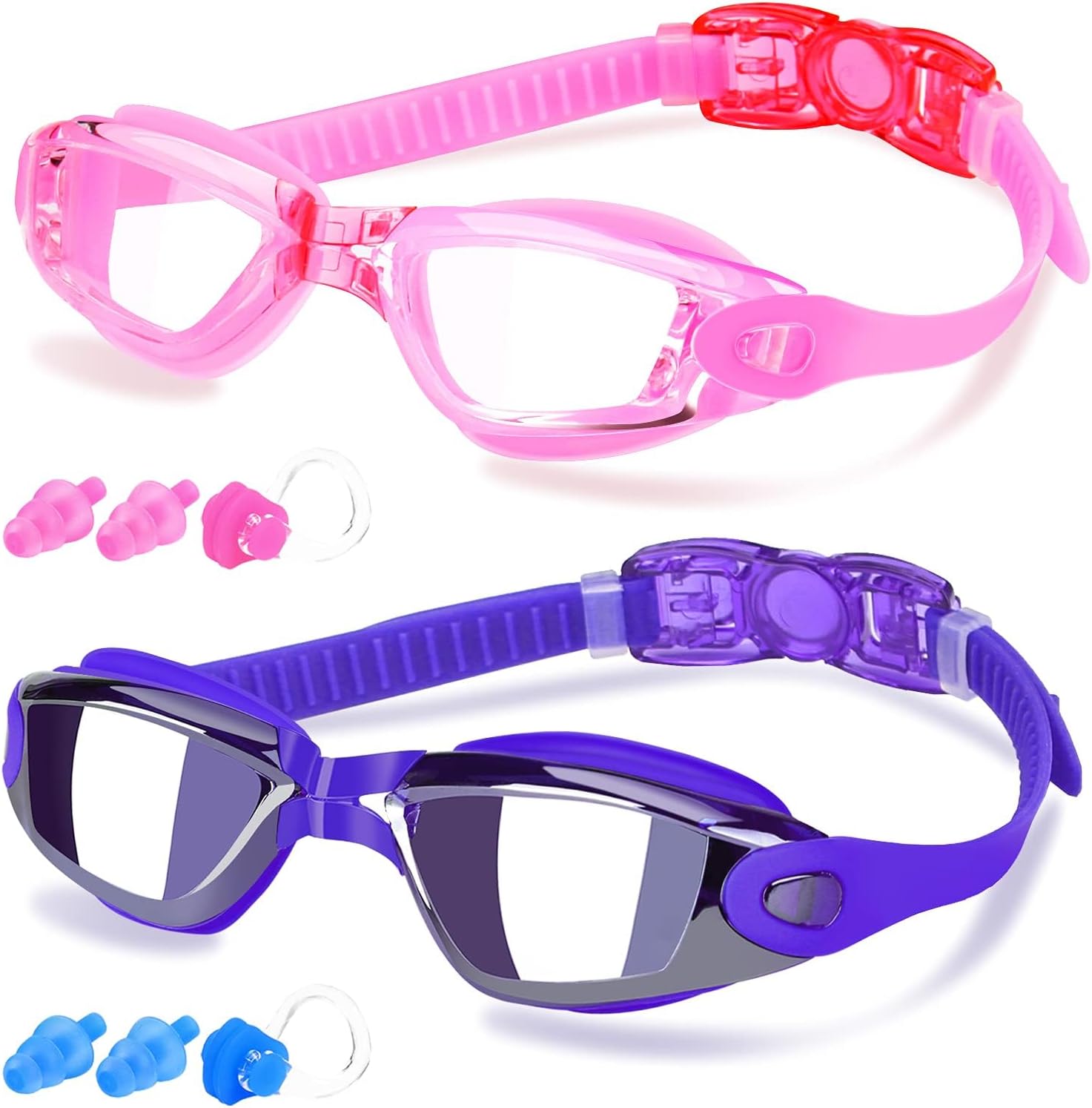Swim Goggles, 2 Pack Swimming Goggles for Men Women, Goggles Swimming Adult Youth Teen Kids, anti Fog Pool Goggles
