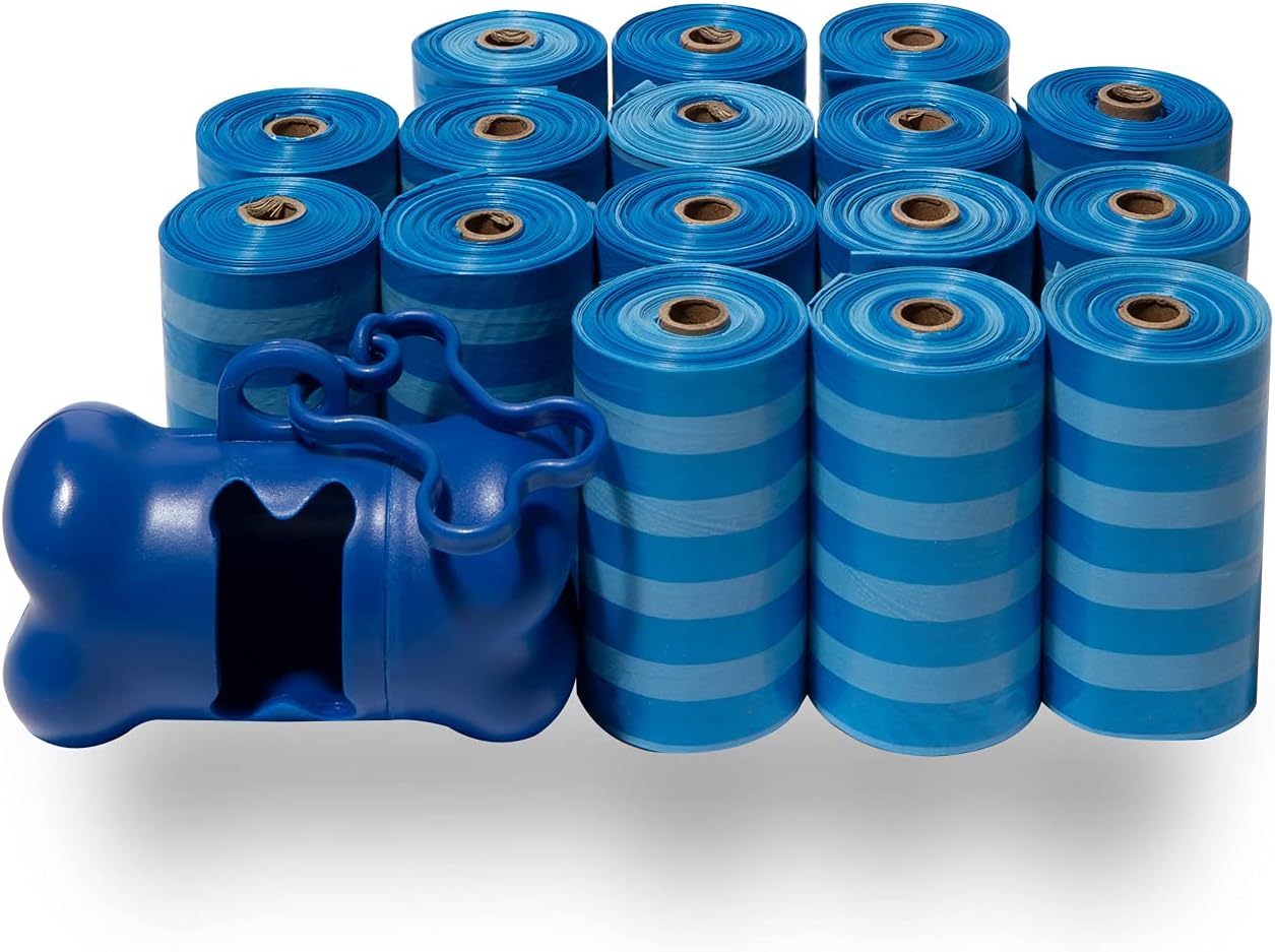 Dog Poop Bags for Waste Refuse Cleanup, Doggy Roll Replacements for Outdoor Puppy Walking and Travel, Leak Proof and Tear Resistant, Thick Plastic - Turquoise, 360 Bags