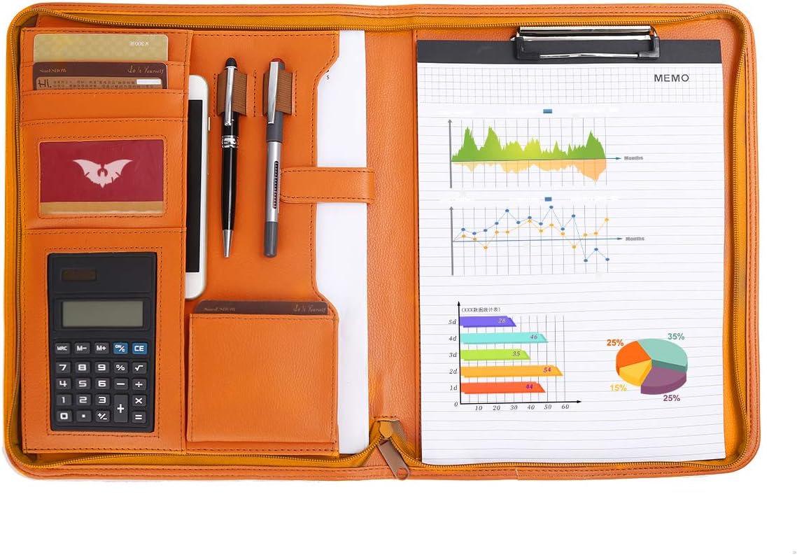 Portfolio A4 PU Leather Conference Folder Document Holder for Office Business Diary Leather Folder for Director