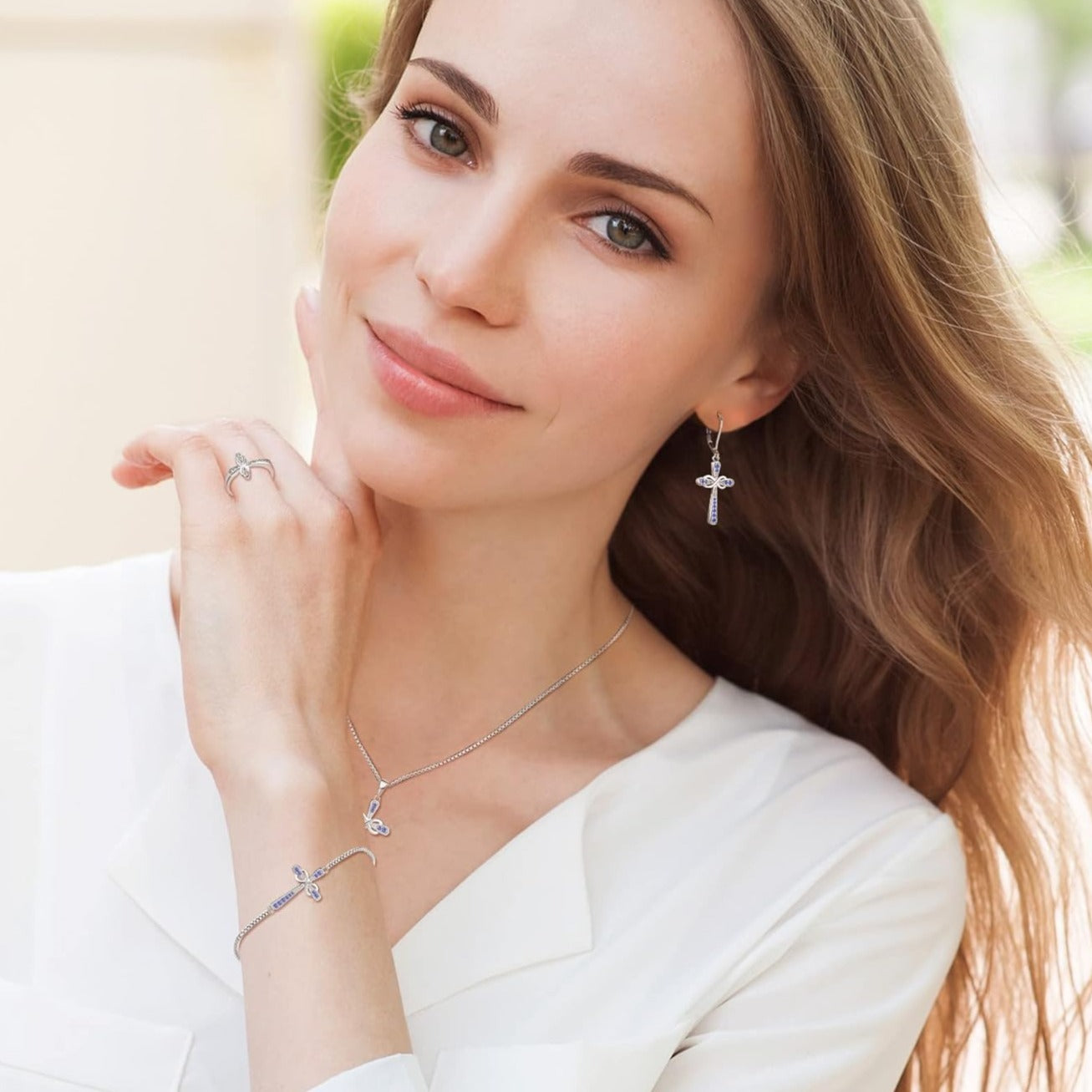 Cross Earrings 925 Sterling Silver Infinity Leverback Earrings Cross Dangle Drop Religious Jewelry Christian Baptism Gift