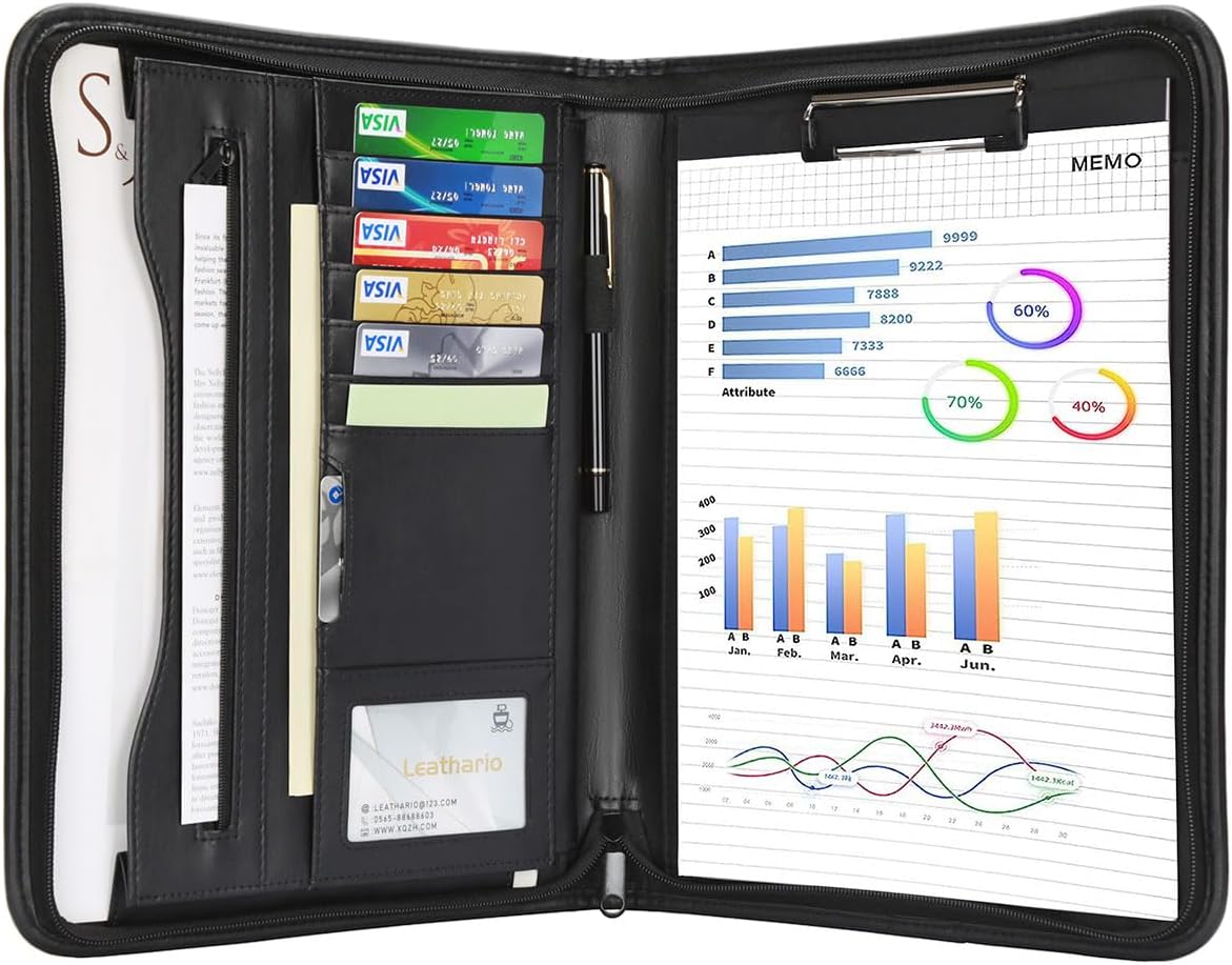 Portfolio A4 PU Leather Conference Folder Document Holder for Office Business Diary Leather Folder for Director