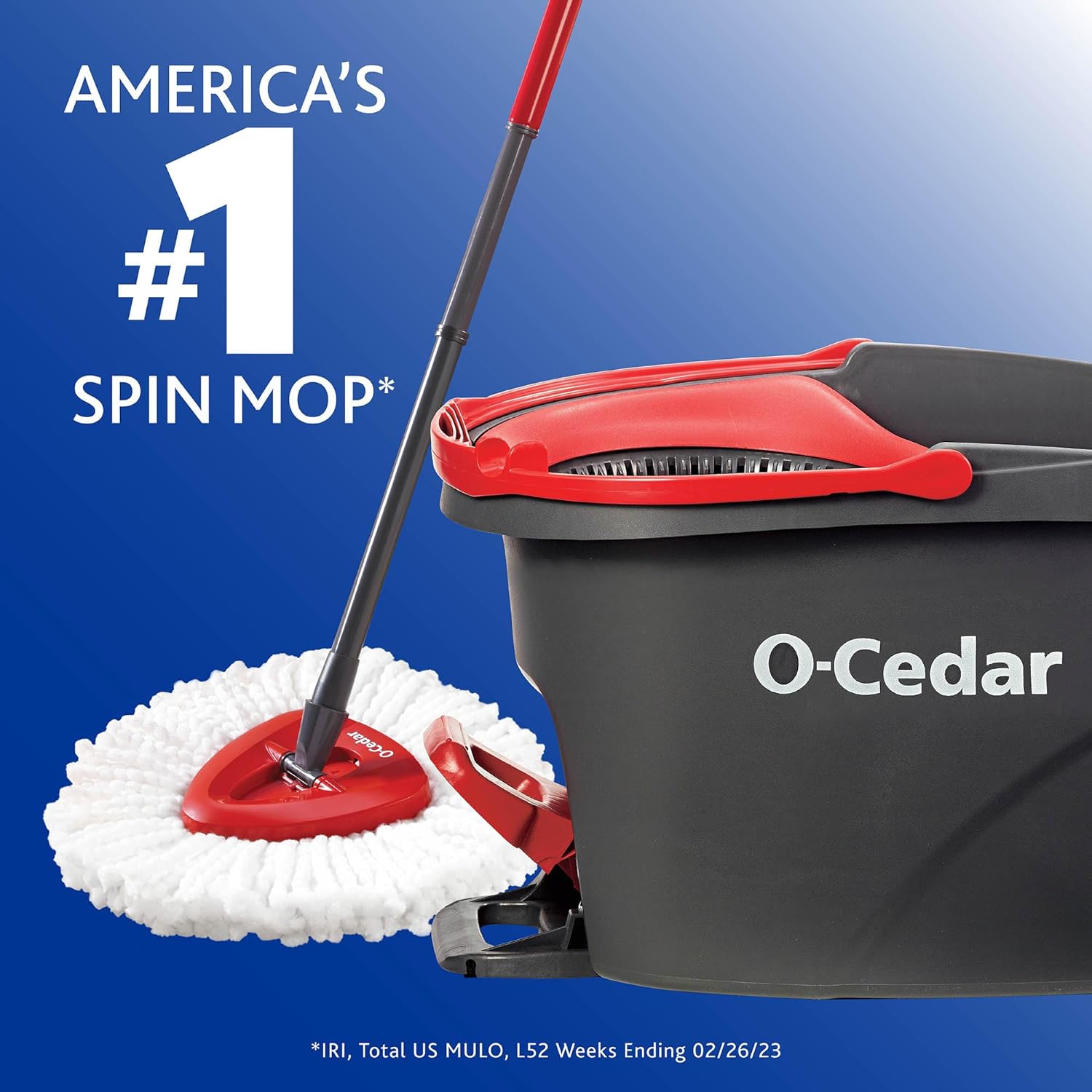 Easywring Microfiber Spin Mop, Bucket Floor Cleaning System, Red, Gray