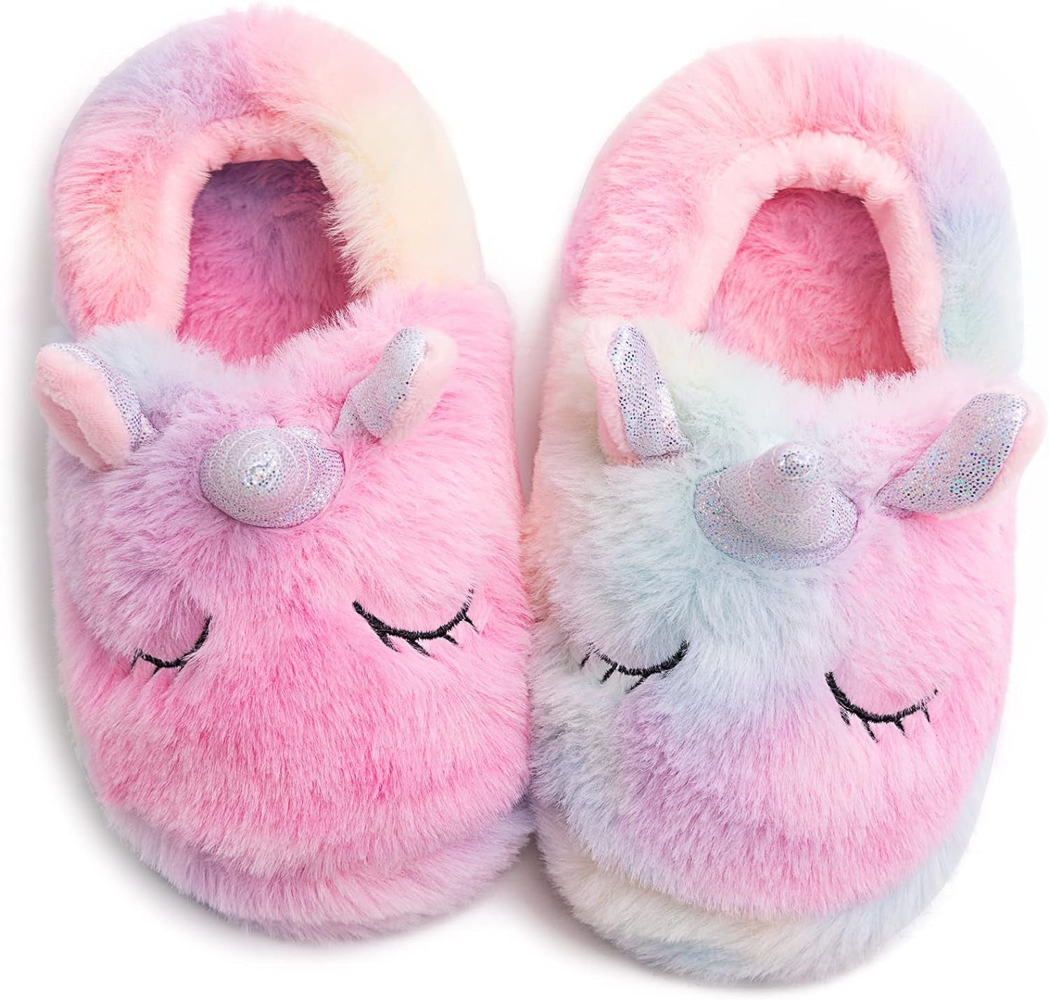 Rainbow Unicorn Slippers/Cute Fluffy Girls Slippers/Cozy Plush Indoor Outdoor Kids Slippers/Best Unicorn Gifts