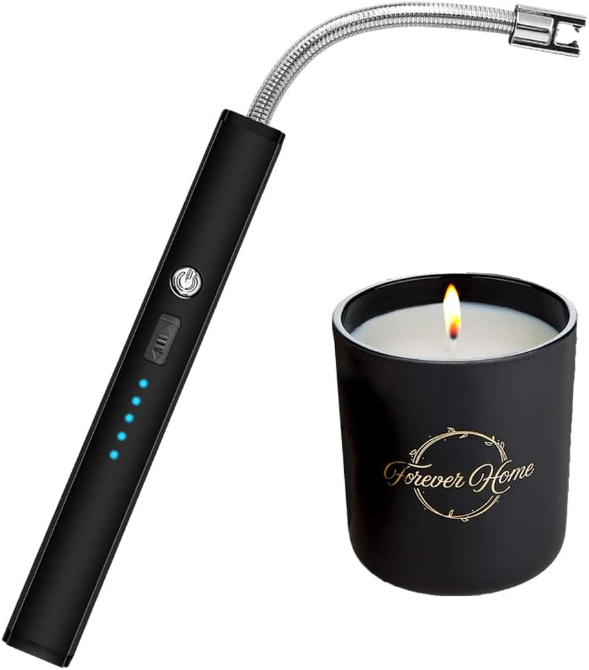 Candle Lighter, USB Rechargeable Lighter,Electric Arc Lighter Long Flexible Flameless for Candles,Camping,Grill,Stove,Bbq（Blue）