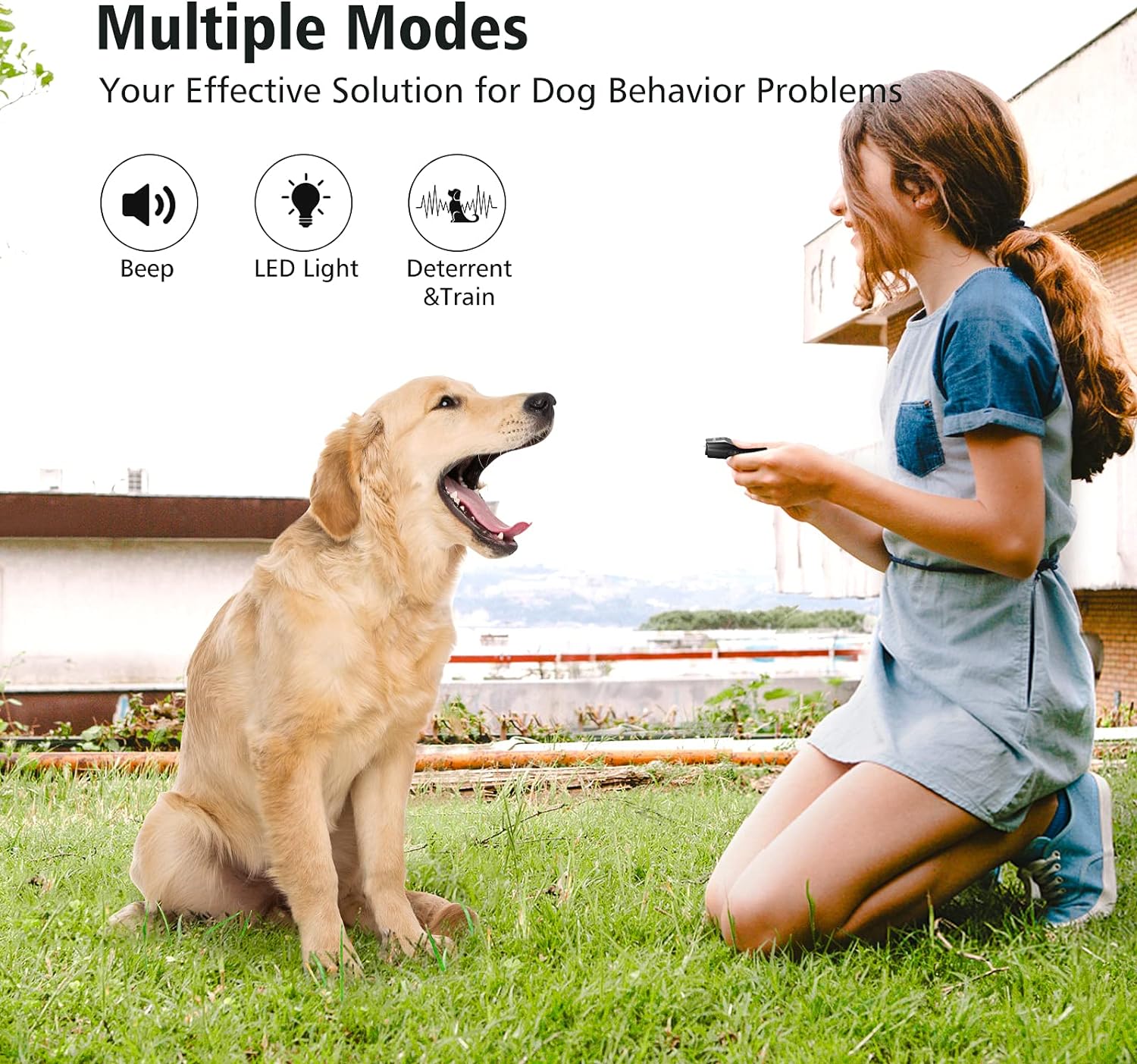 anti Barking Device, Ultrasonic Dog Barking Deterrent Devices, Rechargeable 3 Frequency Bark Control Device Effective Control Range of 16.4 Ft with LED Flashlight and Wrist Strap(Black)