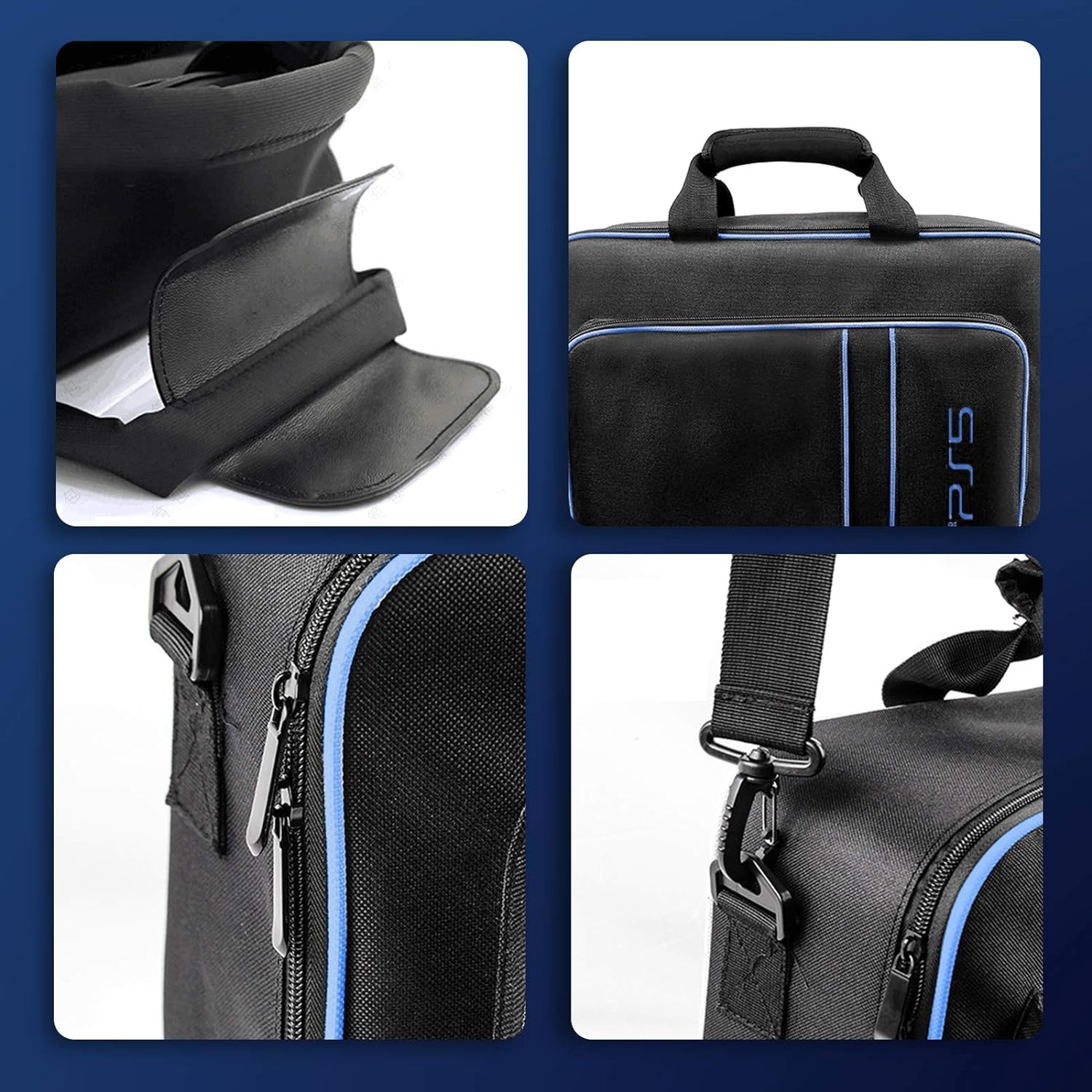 Carrying Case for PS5, Travel Bag Storage for PS5 Console Disc/Digital Edition and Controllers, Protective Shoulder Bag for PS5, Controllers, Game Cards, HDMI and Accessories Case