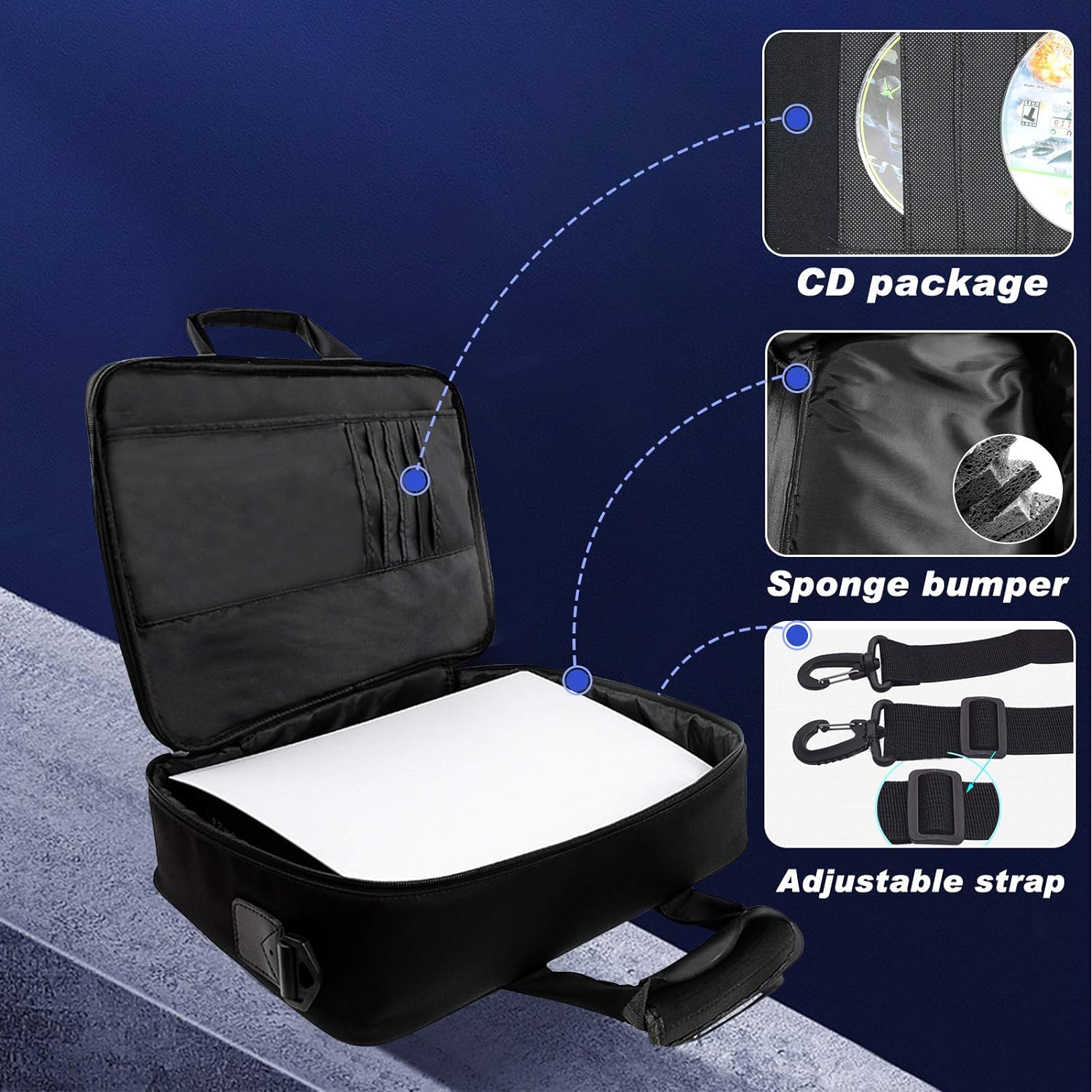 Carrying Case for PS5, Travel Bag Storage for PS5 Console Disc/Digital Edition and Controllers, Protective Shoulder Bag for PS5, Controllers, Game Cards, HDMI and Accessories Case