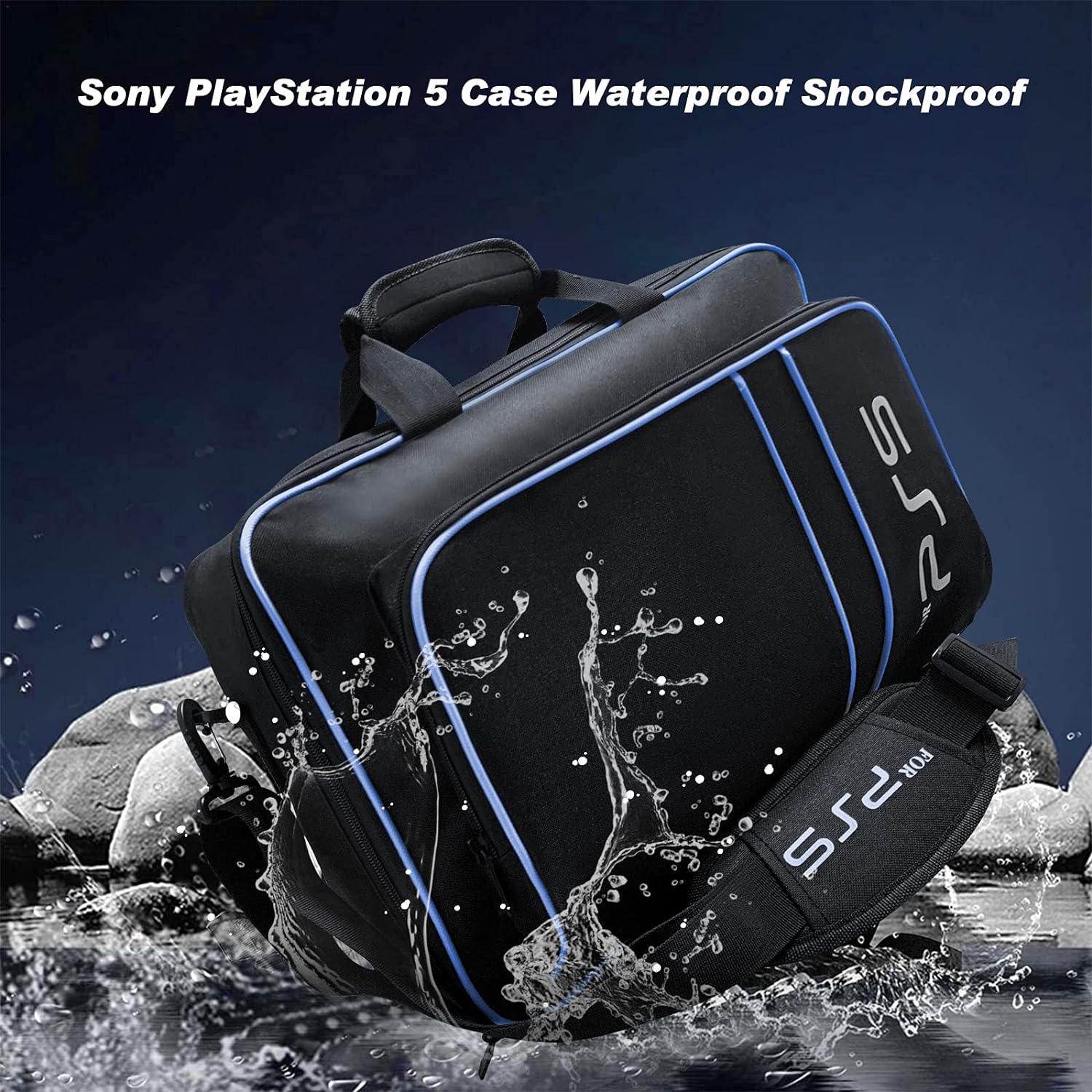 Carrying Case for PS5, Travel Bag Storage for PS5 Console Disc/Digital Edition and Controllers, Protective Shoulder Bag for PS5, Controllers, Game Cards, HDMI and Accessories Case