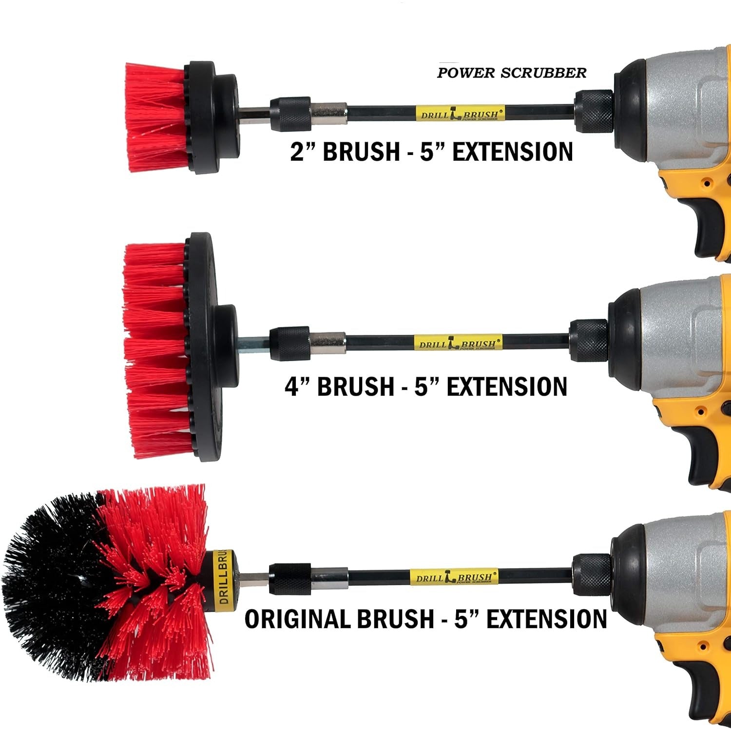 Outdoor - Cleaning Supplies - Drill Brush - Stiff Bristle Power Scrubber Kit with Extension for - Garden - Fire Pit - Patio - Deck - Floor Cleaner - Concrete - Stone - Brick - Spin Brush - Bird Bath