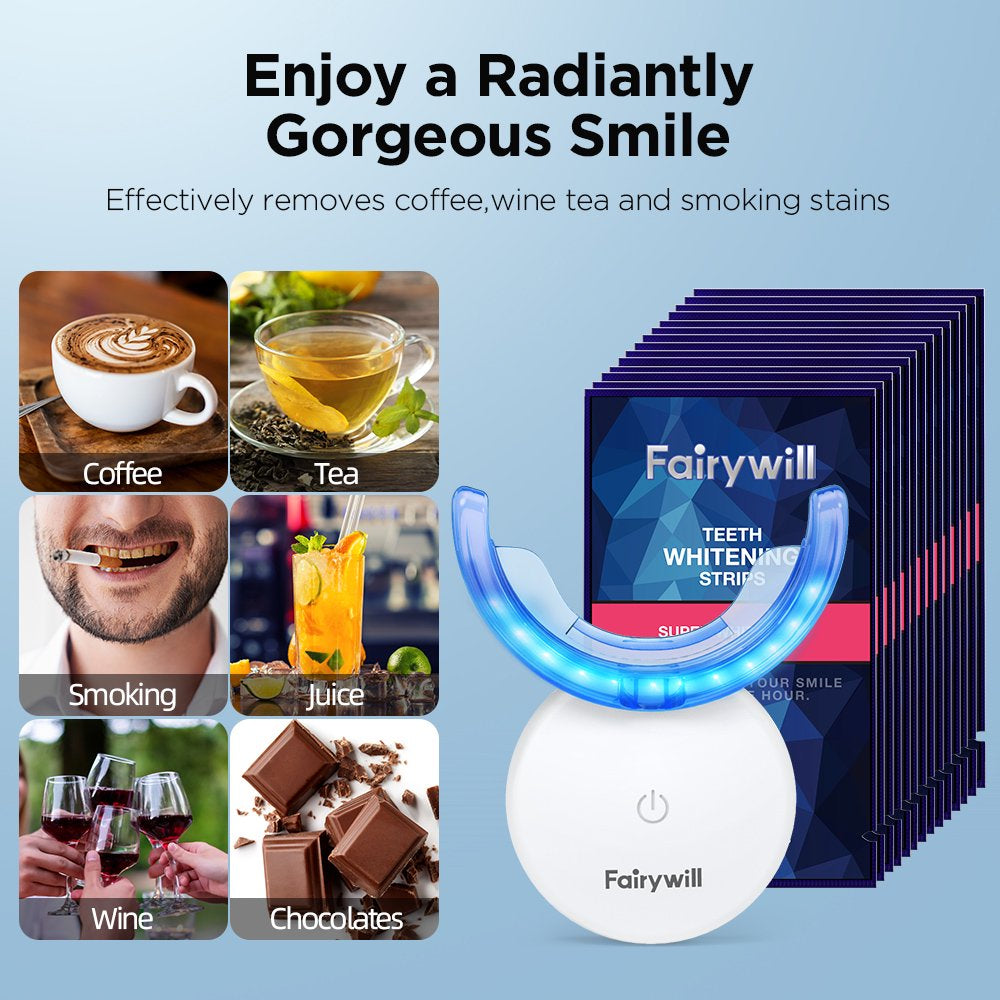 Teeth Whitening Kit with LED Light , 28 White Strips for Sensitive Teeth with Rechargeable Teeth Whitener Case