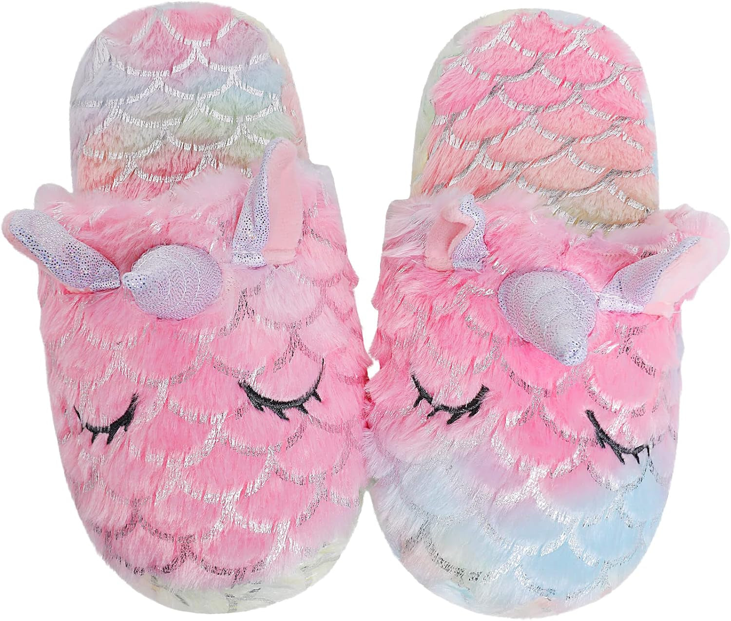 Rainbow Unicorn Slippers/Cute Fluffy Girls Slippers/Cozy Plush Indoor Outdoor Kids Slippers/Best Unicorn Gifts